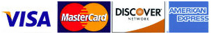 Visa, MasterCard, Discover and American Express credit cards accepted. Visa, MasterCard, Discover and American Express credit cards accepted.